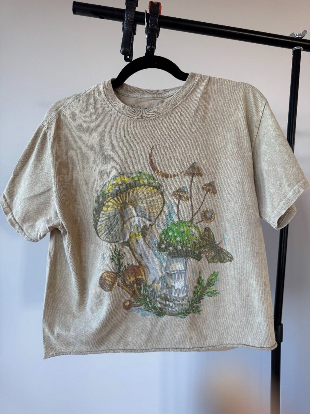 Brown and Tan Mushroom Crop Tee